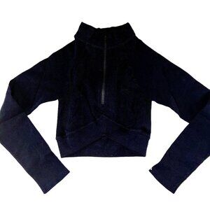Joja Exhale Quarter Zip Cropped Jacket Women's Size Medium Black Athletic